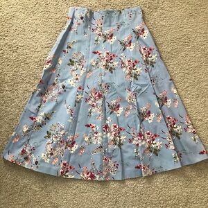 Antonio Melani Skirt Womens 6 Blue Floral Print High Waist With Belt
